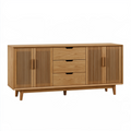 Buffet 180 x 40 x 80 cm en bois marron à 3 tiroirs et 2 portes style scandinave