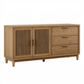 Buffet 160 x 40 x 85 cm en bois chêne naturel rangement style scandinave