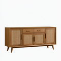 Buffet 160 x 40 x 85 cm en bois marron avec cannage style rétro