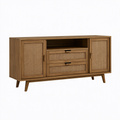 Buffet 160 cm en bois marron avec cannage style rétro rangement