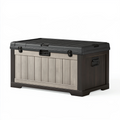 Coffre de rangement extérieur 120 x 60 x 65 cm en résine anthracite et gris effet bois