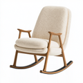Fauteuil à bascule 68 x 95 x 103 cm textile bouclé écru et bois style scandinave