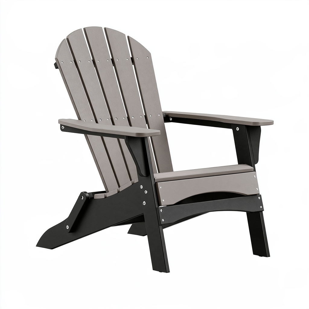 Fauteuil de jardin Adirondack 83 x 77 x 98 cm en plastique gris et noir avec accoudoirs