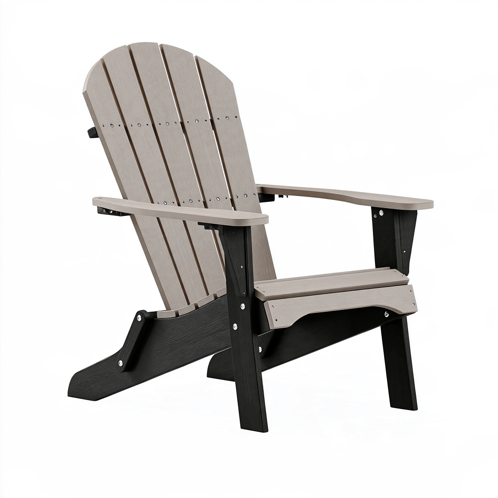 Fauteuil de jardin Adirondack 84 x 76 x 98 cm en plastique aspect bois taupe et noir