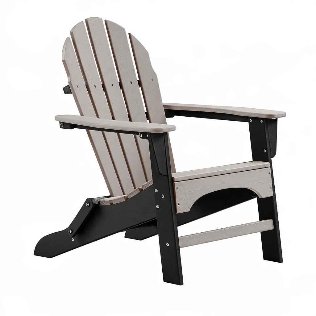 Fauteuil Adirondack 83 x 78 x 98 cm en matériau synthétique gris et métal noir pour extérieur