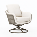 Fauteuil pivotant 82 x 85 x 90 cm en tissu écru et métal taupe pour salon contemporain