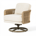 Fauteuil pivotant 78 x 82 x 88 cm en bois tissu beige avec corde tressée