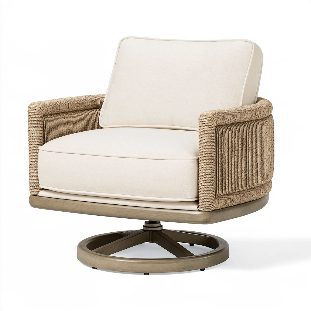 Fauteuil de jardin 82 x 88 x 92 cm tressage beige pivotant