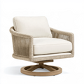 Fauteuil pivotant 85 x 85 x 82 cm en corde tressée beige avec assise textile style naturel