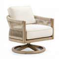 Fauteuil pivotant 80 x 82 x 86 cm en bois et corde beige style contemporain