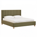 Lit 160 x 200 cm en tissu vert olive avec tête de lit capitonnée moderne