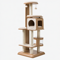 Arbre à chat 60 x 60 x 170 cm en bois beige avec poteaux en sisal et niches