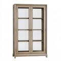 Armoire vitrine 90 x 40 x 190 cm en bois brun avec portes vitrées style classique
