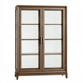 Vitrine 100 x 40 x 190 cm en bois brun à 2 portes vitrées - rangement classique