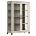 Vitrine 100 x 42 x 190 cm en bois beige à 2 portes vitrées style classique