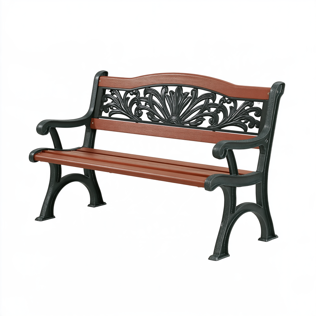 Banc de jardin 125 x 60 x 80 cm en bois et métal marron noir style classique avec accoudoirs